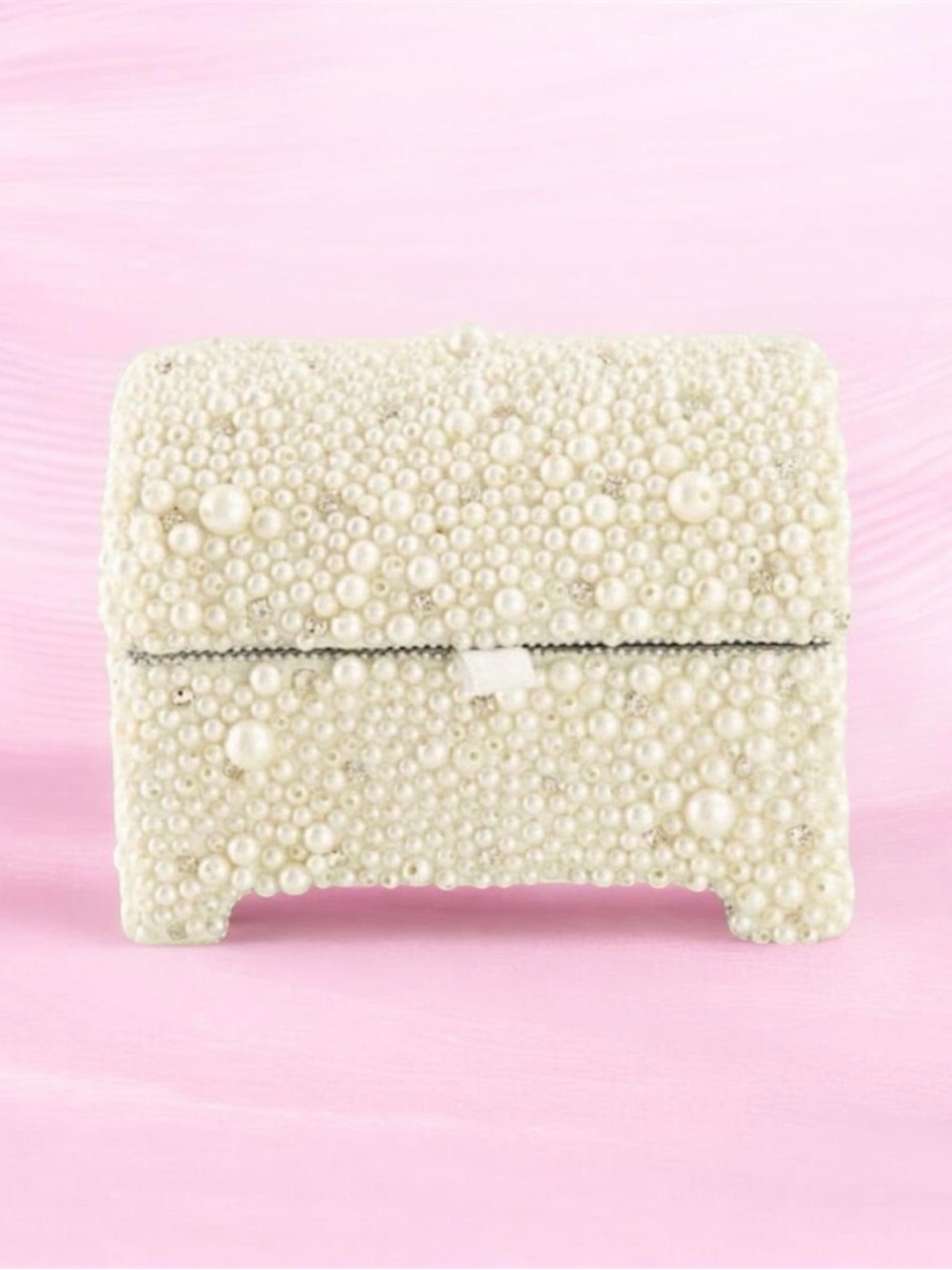 Pearl & Rhinestone Intricate Treasure Trinket Box Classic Elegant Keepsake